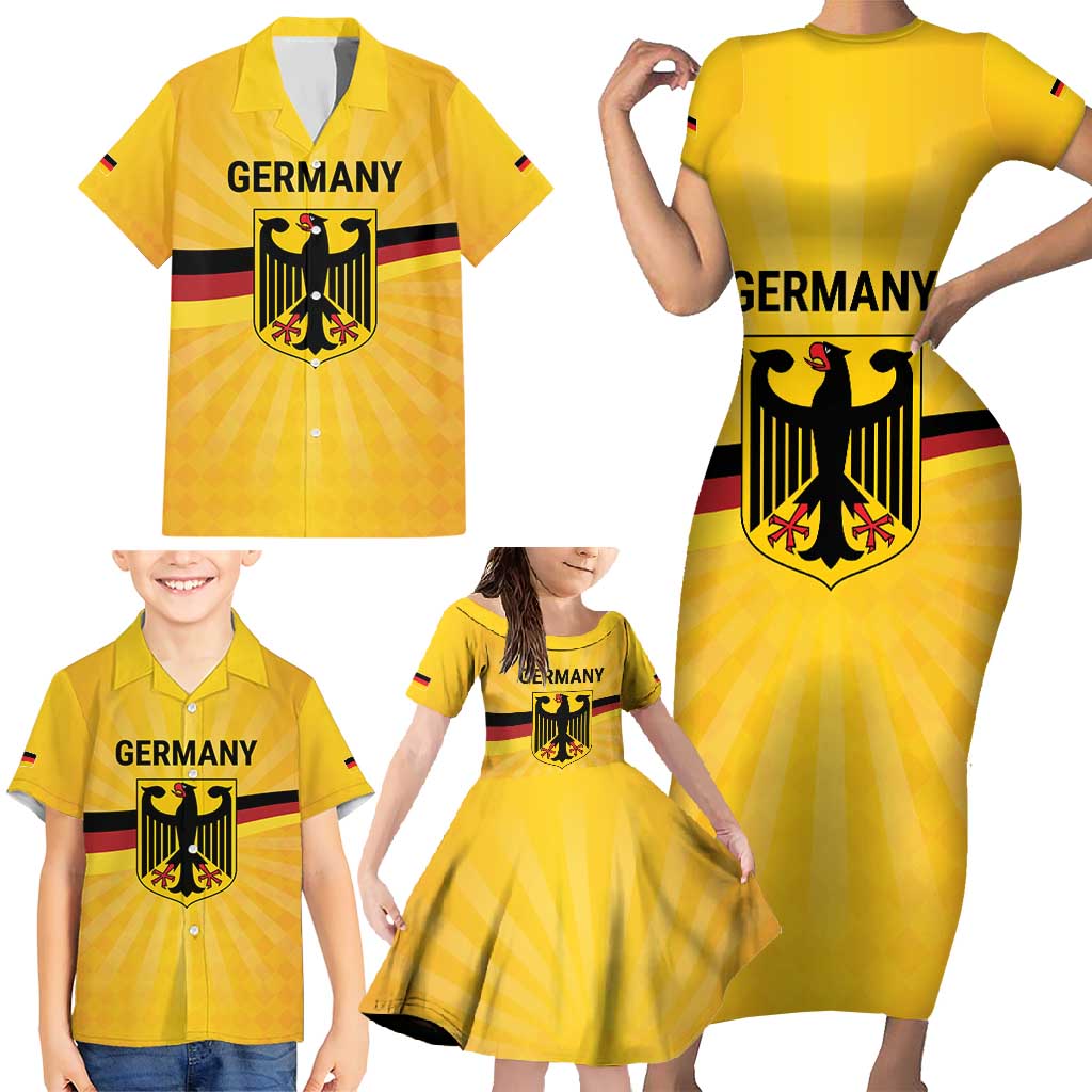 Custom Germany Heritage Eagle Family Matching Short Sleeve Bodycon Dress and Hawaiian Shirt German Eagle with Flag Design - Wonder Print Shop