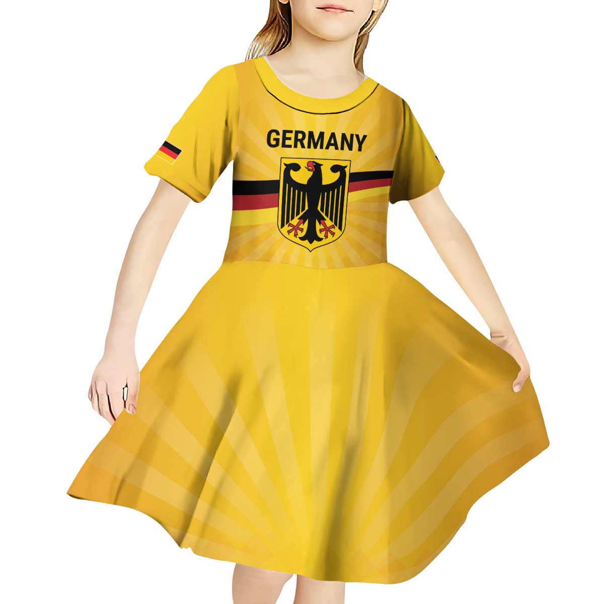 Custom Germany Heritage Eagle Kid Short Sleeve Dress German Eagle with Flag Design - Wonder Print Shop