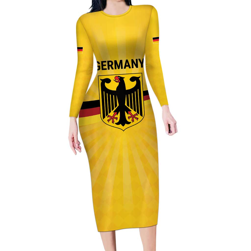 Custom Germany Heritage Eagle Long Sleeve Bodycon Dress German Eagle with Flag Design - Wonder Print Shop
