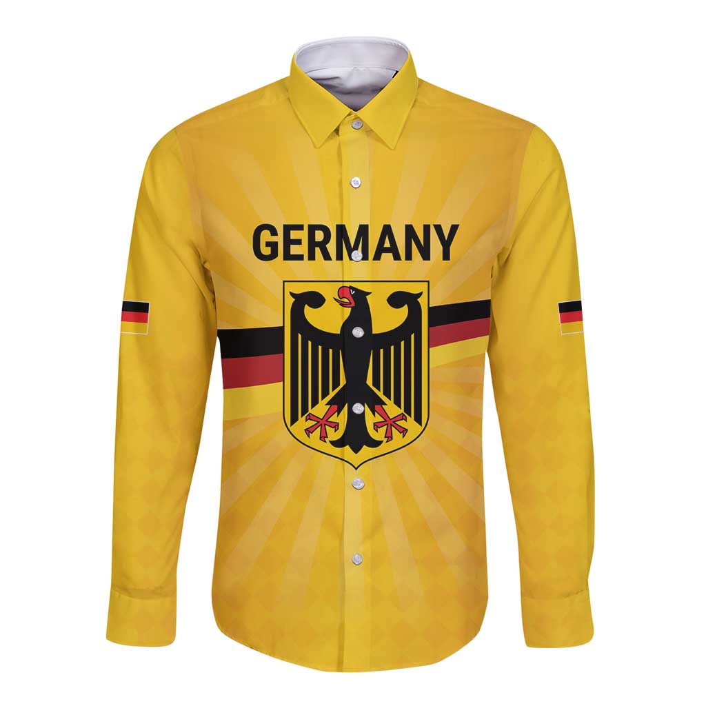 Custom Germany Heritage Eagle Long Sleeve Button Shirt German Eagle with Flag Design - Wonder Print Shop