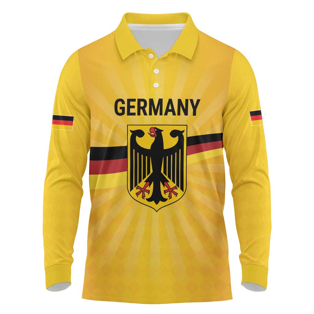 Custom Germany Heritage Eagle Long Sleeve Polo Shirt German Eagle with Flag Design - Wonder Print Shop