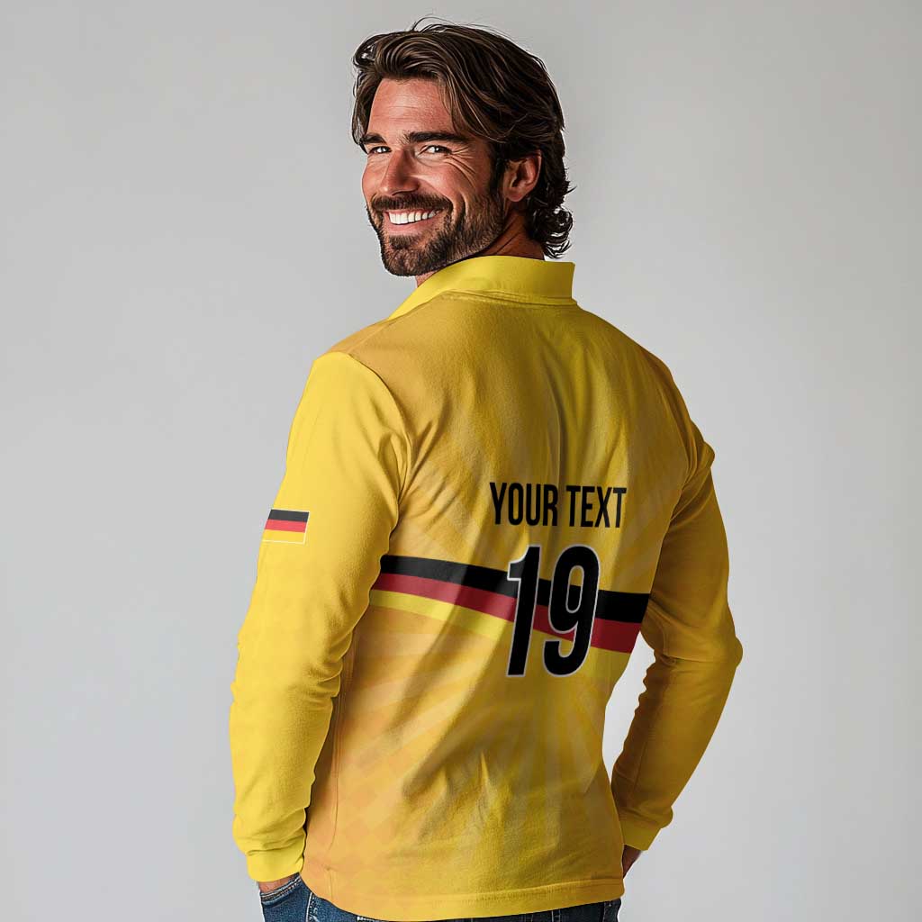 Custom Germany Heritage Eagle Long Sleeve Polo Shirt German Eagle with Flag Design - Wonder Print Shop
