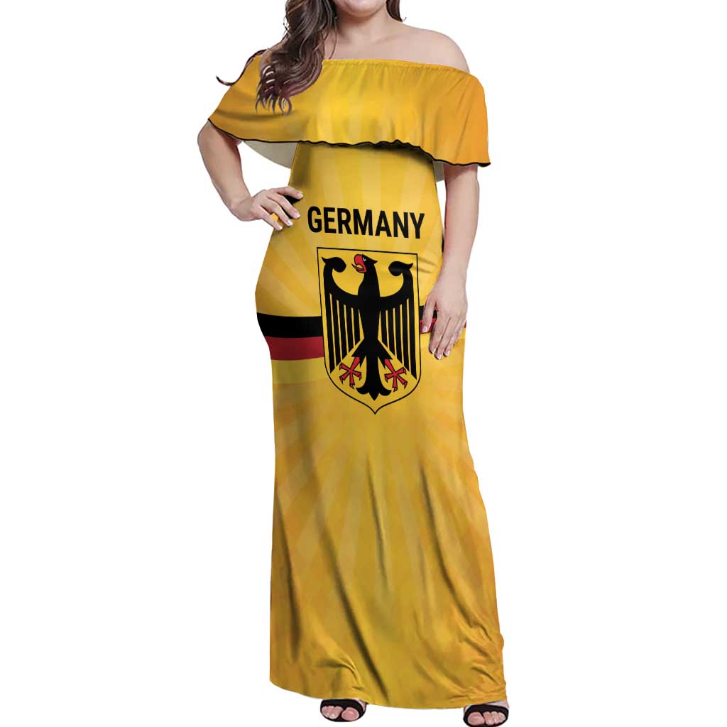 Custom Germany Heritage Eagle Off Shoulder Maxi Dress German Eagle with Flag Design - Wonder Print Shop
