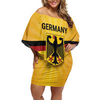 Custom Germany Heritage Eagle Off Shoulder Short Dress German Eagle with Flag Design - Wonder Print Shop