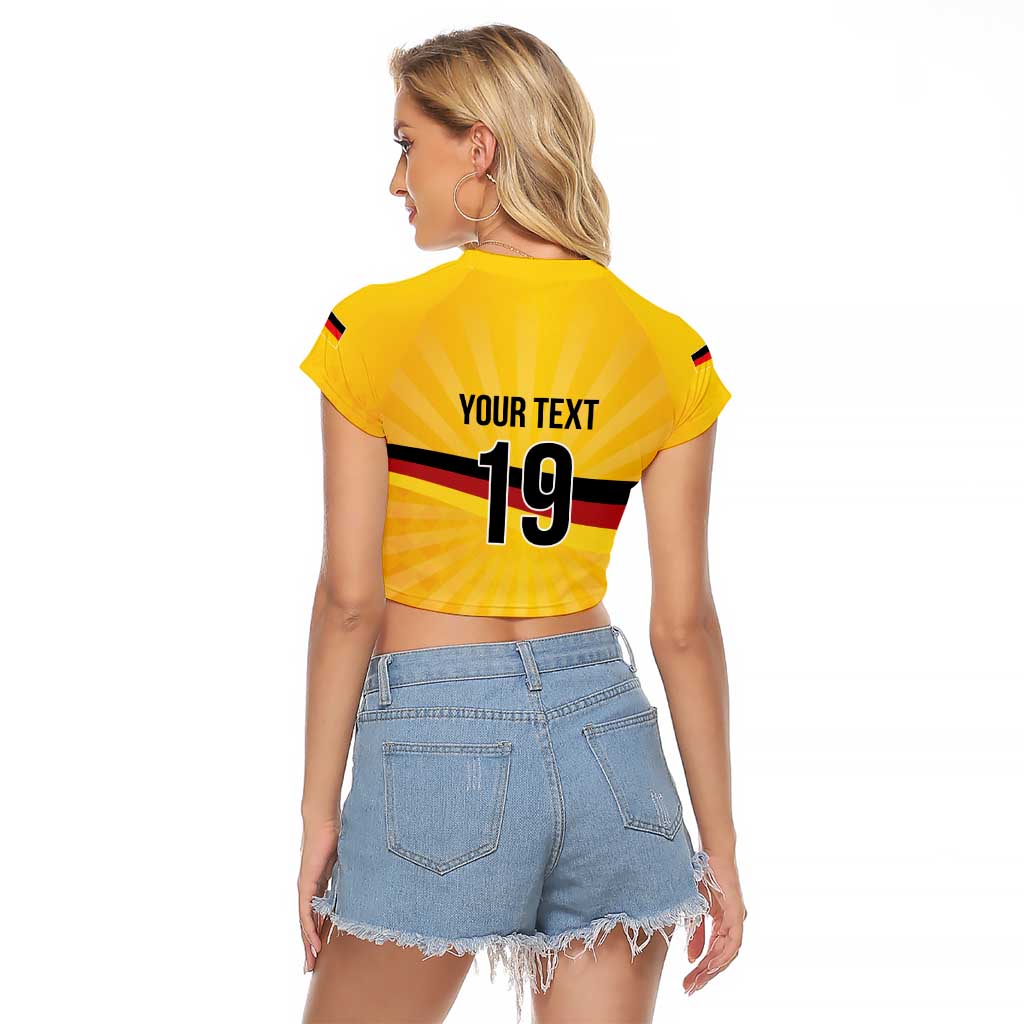Custom Germany Heritage Eagle Raglan Cropped T Shirt German Eagle with Flag Design - Wonder Print Shop