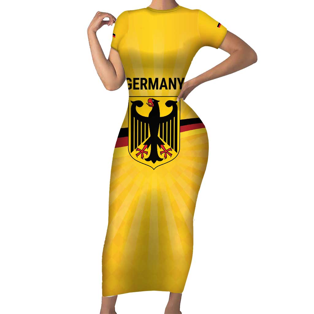 Custom Germany Heritage Eagle Short Sleeve Bodycon Dress German Eagle with Flag Design - Wonder Print Shop