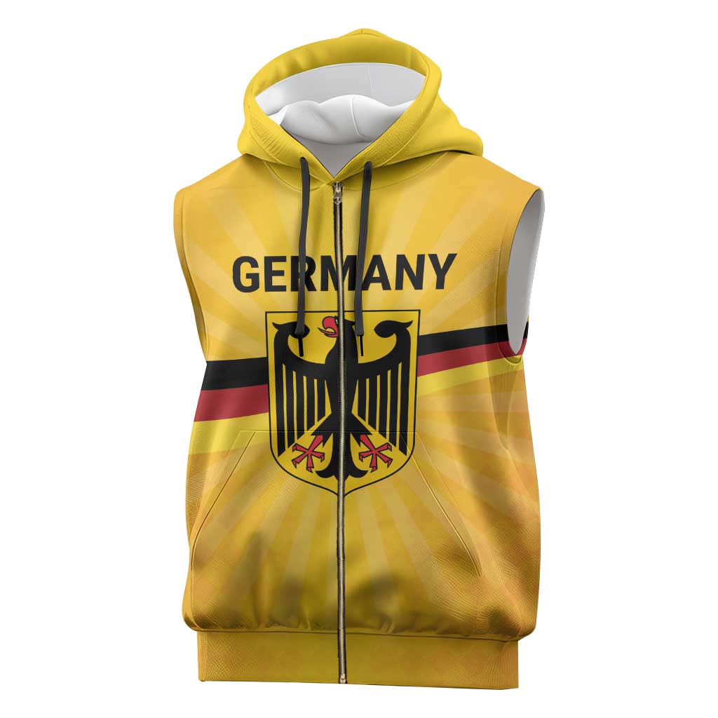 Custom Germany Heritage Eagle Sleeveless Zip Hoodie German Eagle with Flag Design - Wonder Print Shop