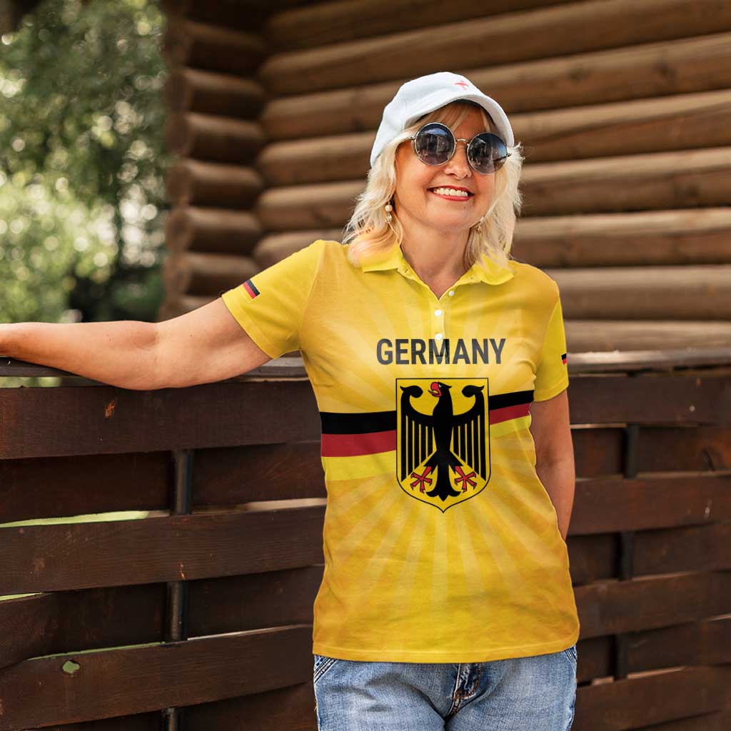 Custom Germany Heritage Eagle Women Polo Shirt German Eagle with Flag Design - Wonder Print Shop
