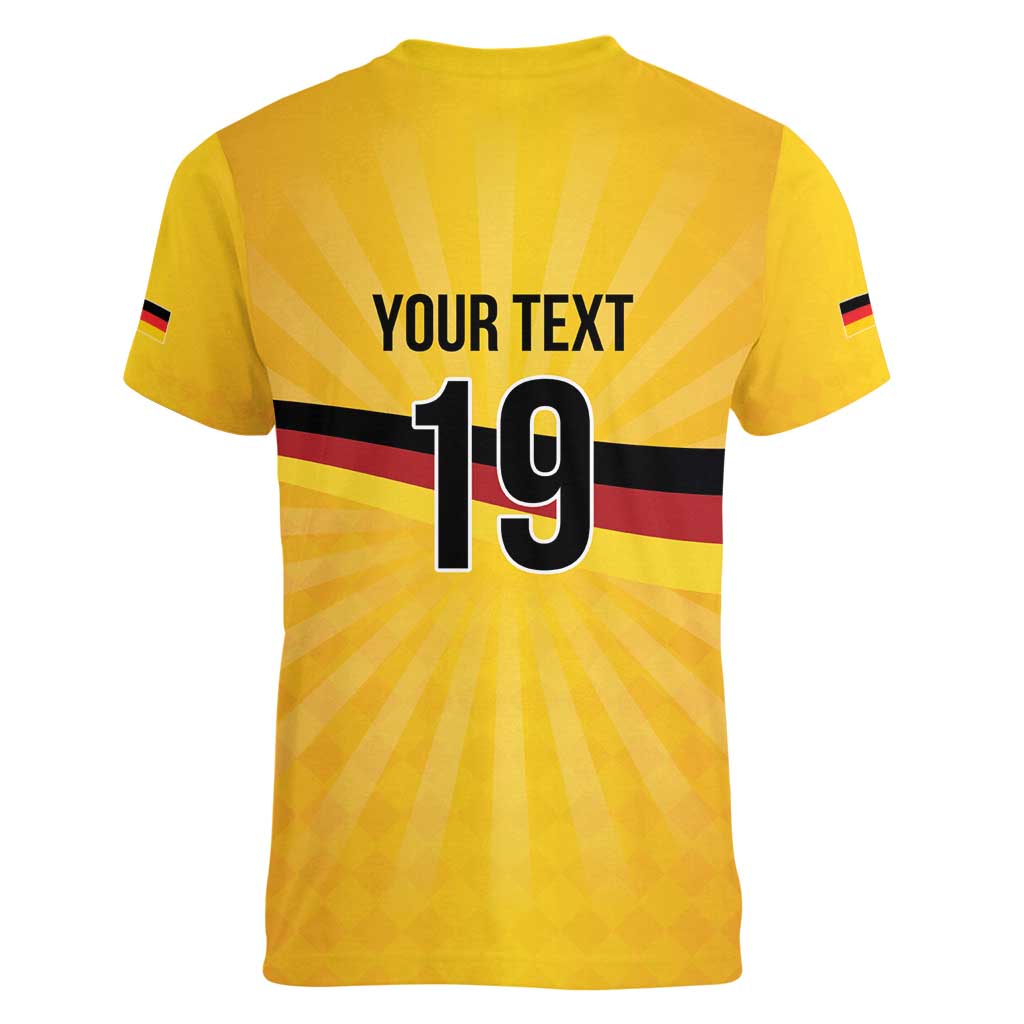 Custom Germany Heritage Eagle Women V-Neck T-Shirt German Eagle with Flag Design - Wonder Print Shop