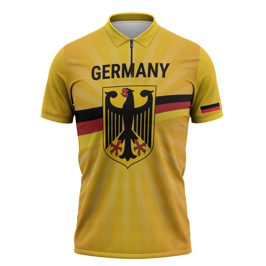 Custom Germany Heritage Eagle Zipper Polo Shirt German Eagle with Flag Design - Wonder Print Shop
