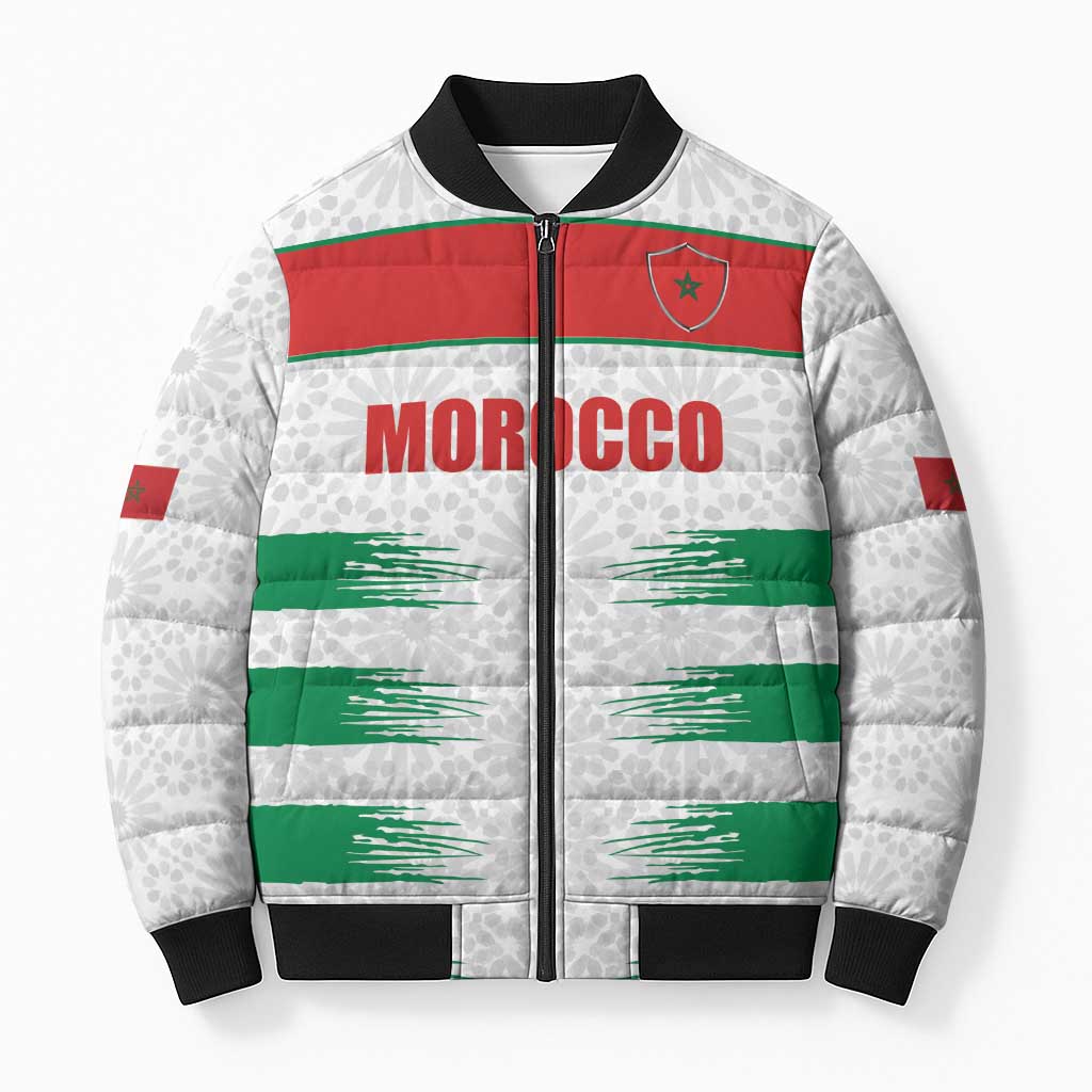 Custom Morocco Football Bomber Puffer Jacket Road To Football Glory - Wonder Print Shop