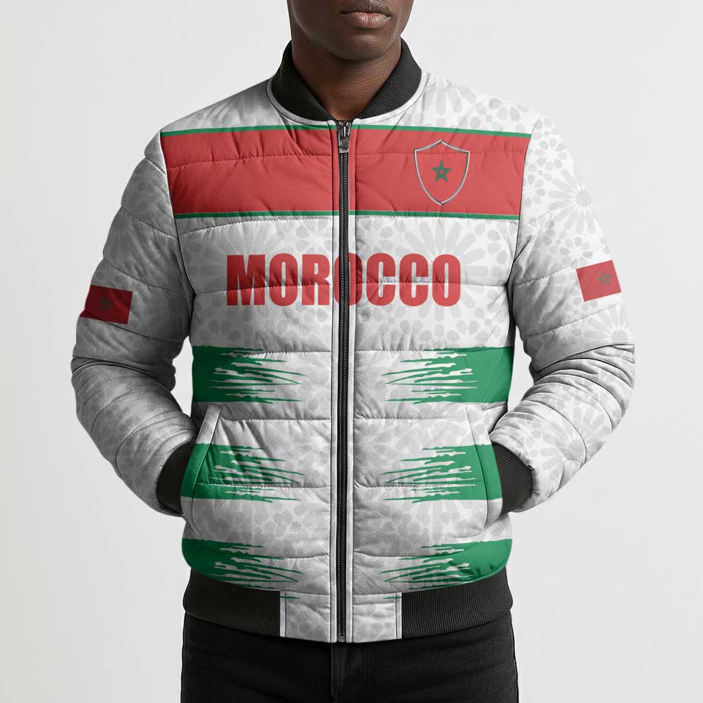 Custom Morocco Football Bomber Puffer Jacket Road To Football Glory - Wonder Print Shop