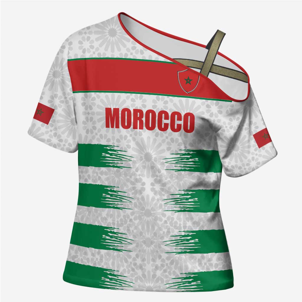 Custom Morocco Football Cross Shoulder Shirt Road To Football Glory - Wonder Print Shop