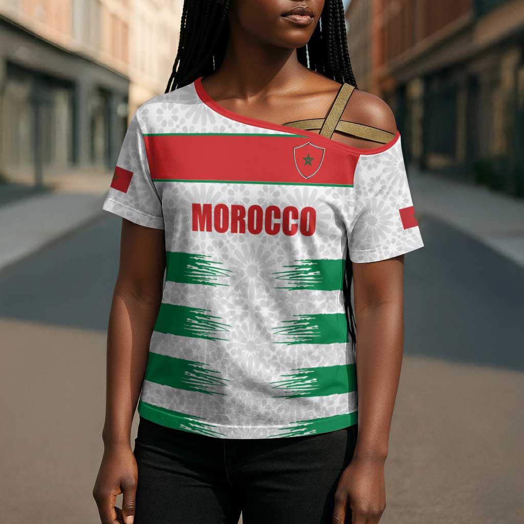 Custom Morocco Football Cross Shoulder Shirt Road To Football Glory - Wonder Print Shop