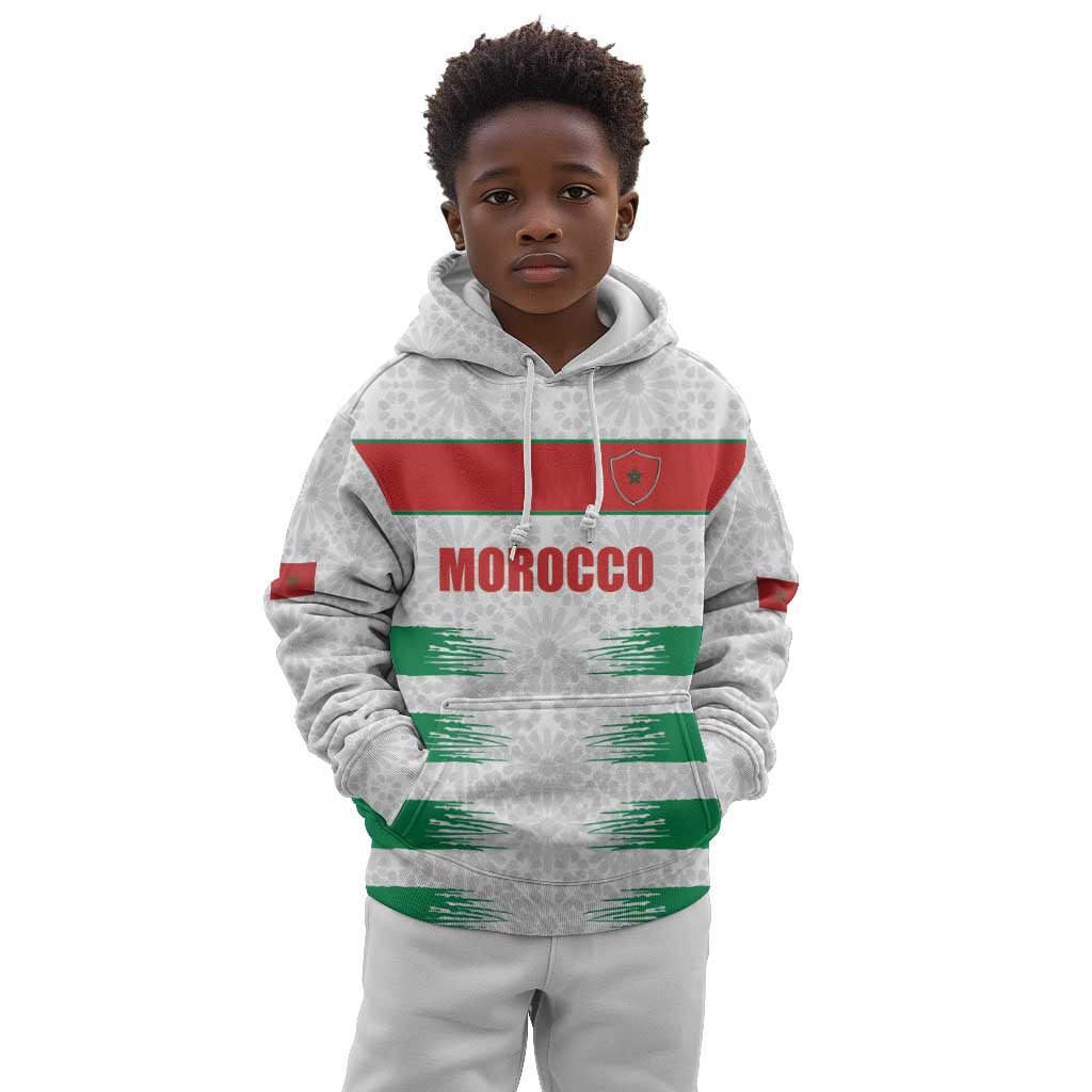Custom Morocco Football Kid Hoodie Road To Football Glory - Wonder Print Shop