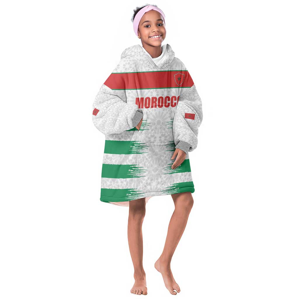 Custom Morocco Football Kid Wearable Blanket Hoodie Road To Football Glory - Wonder Print Shop