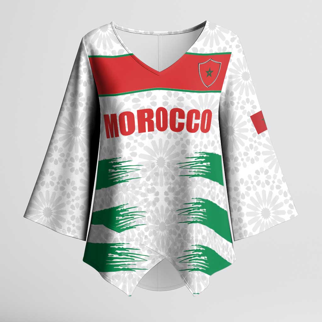 Custom Morocco Football Kimono Sleeve Blouse Road To Football Glory - Wonder Print Shop