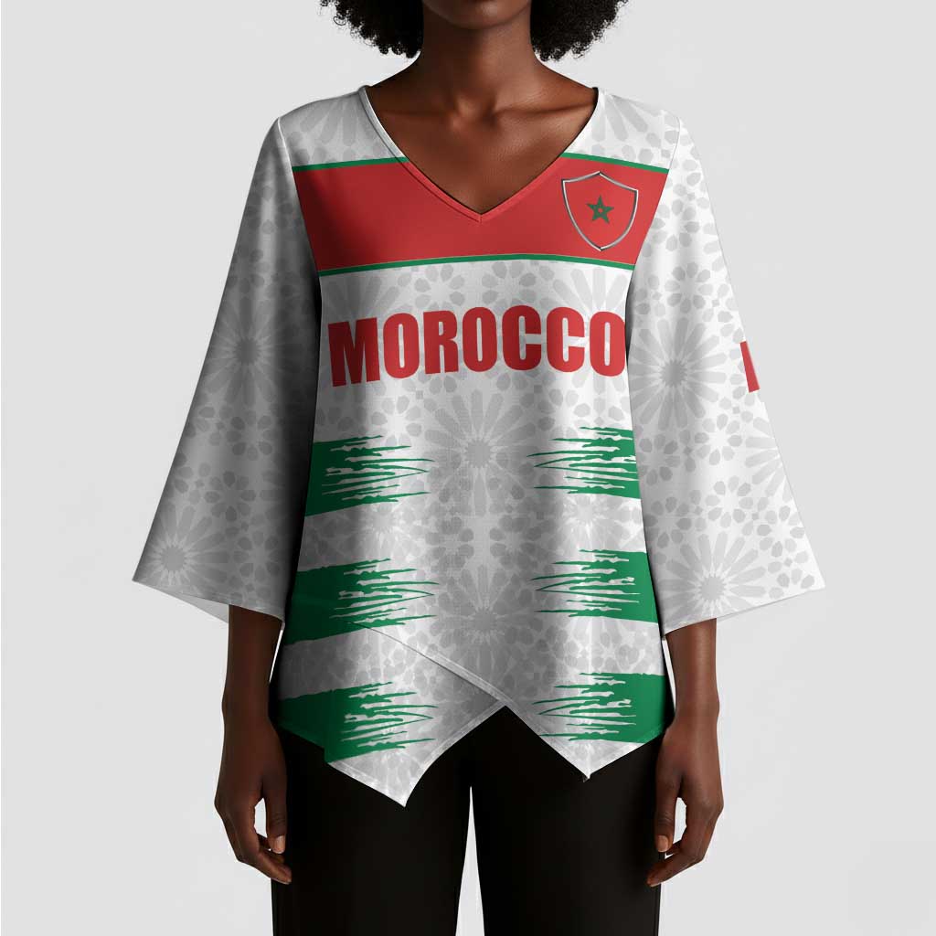 Custom Morocco Football Kimono Sleeve Blouse Road To Football Glory - Wonder Print Shop