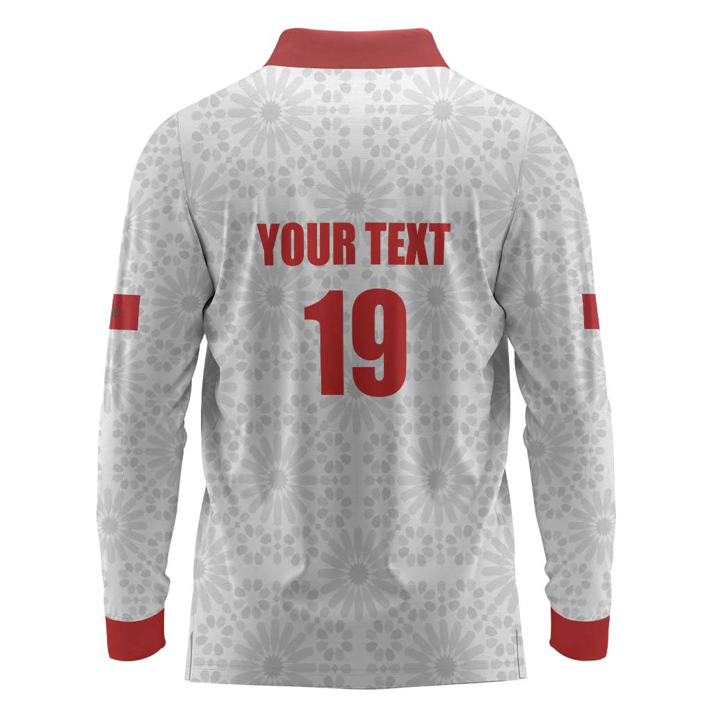 Custom Morocco Football Long Sleeve Polo Shirt Road To Football Glory - Wonder Print Shop