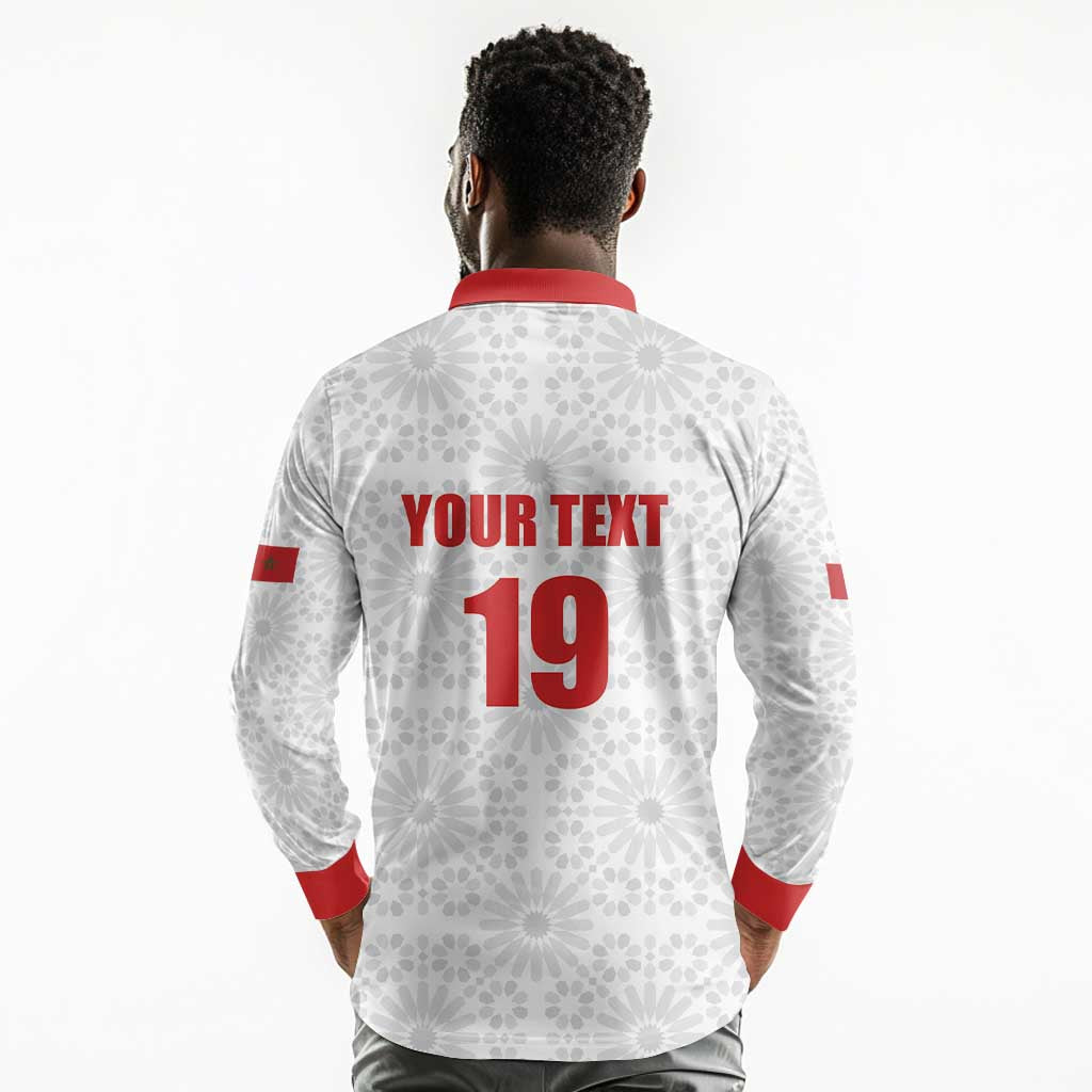 Custom Morocco Football Long Sleeve Polo Shirt Road To Football Glory - Wonder Print Shop