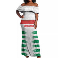 Custom Morocco Football Off Shoulder Maxi Dress Road To Football Glory - Wonder Print Shop