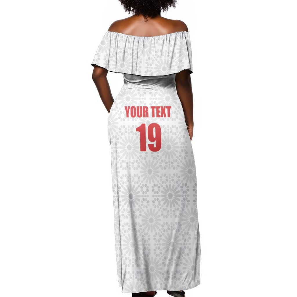 Custom Morocco Football Off Shoulder Maxi Dress Road To Football Glory - Wonder Print Shop