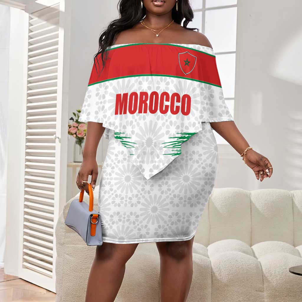 Custom Morocco Football Off Shoulder Short Dress Road To Football Glory - Wonder Print Shop