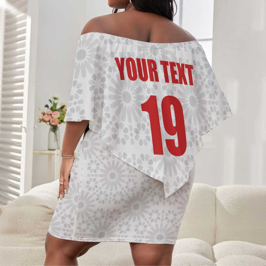 Custom Morocco Football Off Shoulder Short Dress Road To Football Glory - Wonder Print Shop