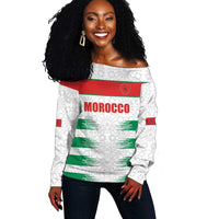 Custom Morocco Football Off Shoulder Sweater Road To Football Glory - Wonder Print Shop