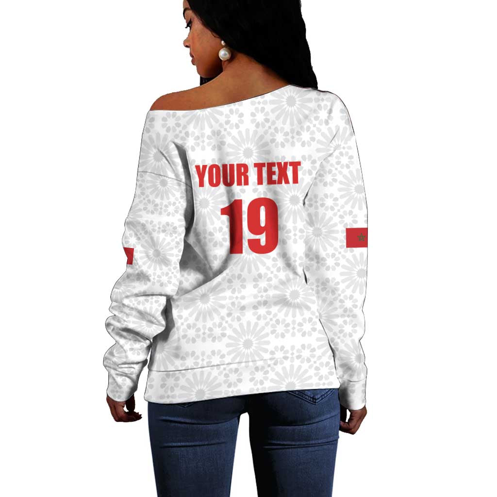Custom Morocco Football Off Shoulder Sweater Road To Football Glory - Wonder Print Shop