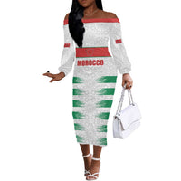 Custom Morocco Football Off The Shoulder Long Sleeve Dress Road To Football Glory - Wonder Print Shop