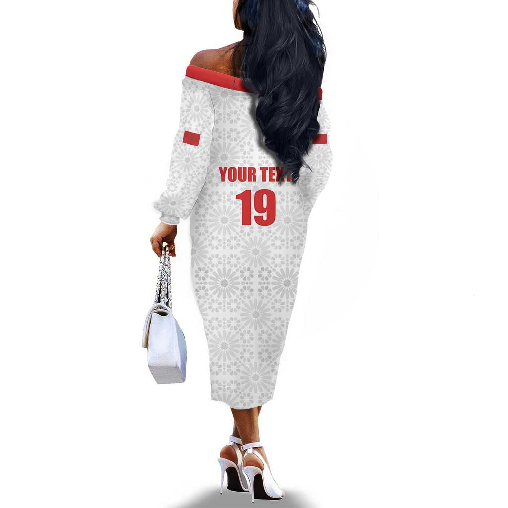 Custom Morocco Football Off The Shoulder Long Sleeve Dress Road To Football Glory - Wonder Print Shop