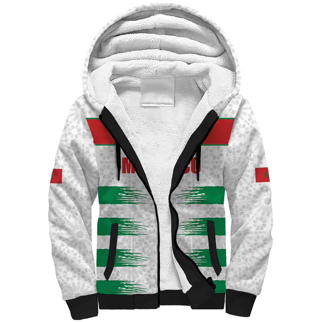 Custom Morocco Football Sherpa Hoodie Road To Football Glory - Wonder Print Shop