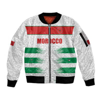 Custom Morocco Football Sleeve Zip Bomber Jacket Road To Football Glory - Wonder Print Shop