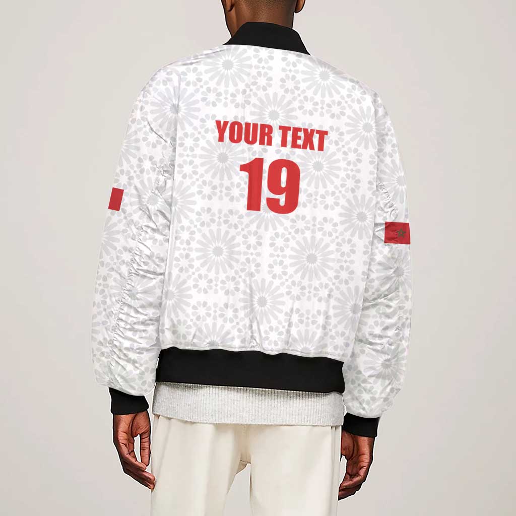 Custom Morocco Football Sleeve Zip Bomber Jacket Road To Football Glory - Wonder Print Shop