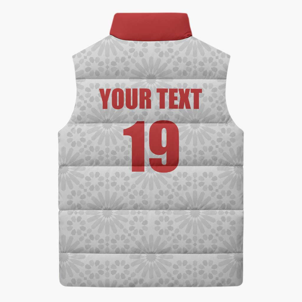 Custom Morocco Football Sleeveless Puffer Jacket Road To Football Glory - Wonder Print Shop