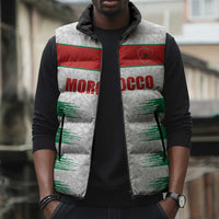 Custom Morocco Football Sleeveless Puffer Jacket Road To Football Glory - Wonder Print Shop
