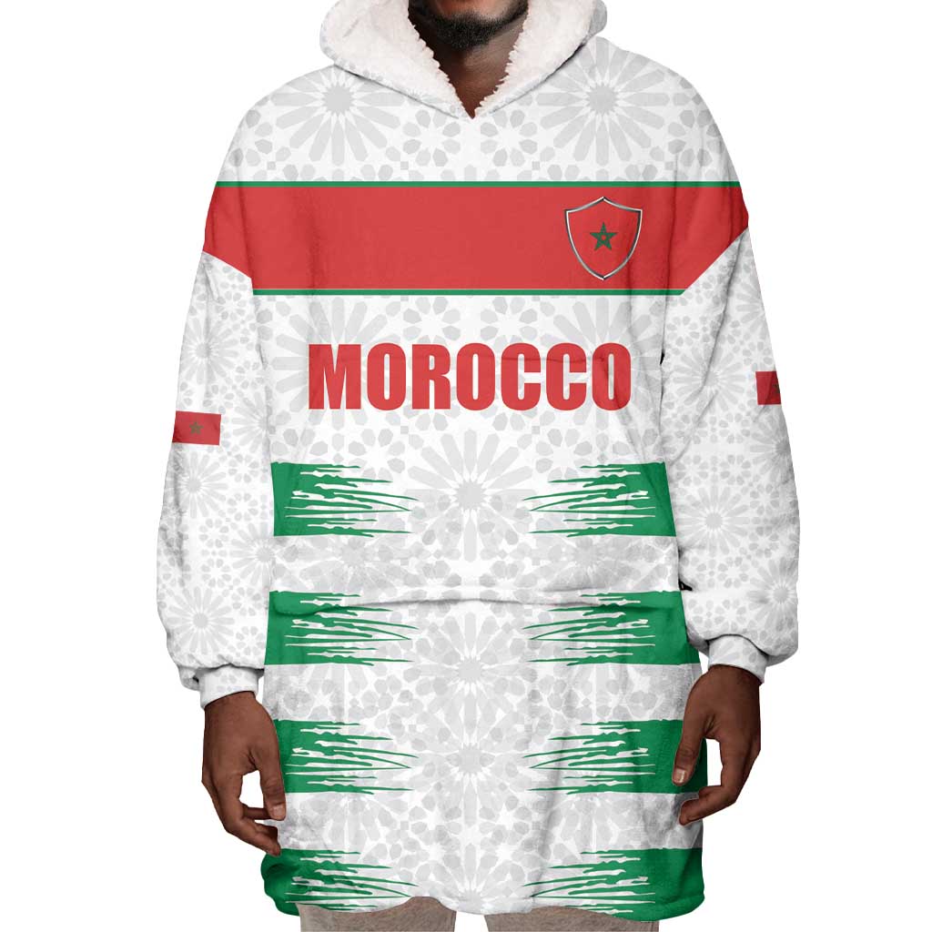 Custom Morocco Football Wearable Blanket Hoodie Road To Football Glory - Wonder Print Shop