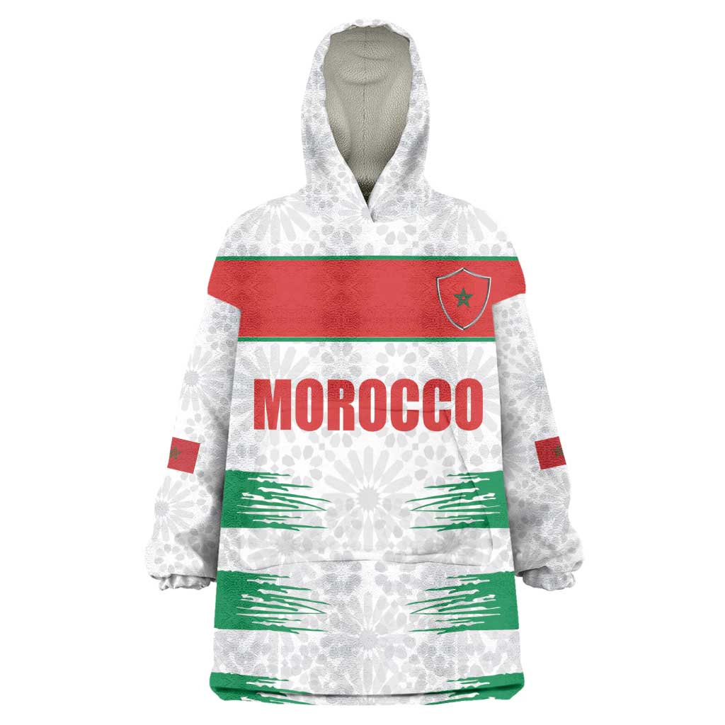 Custom Morocco Football Wearable Blanket Hoodie Road To Football Glory - Wonder Print Shop