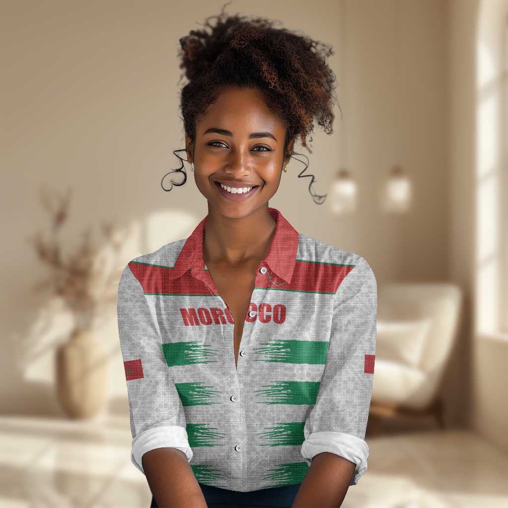 Custom Morocco Football Women Casual Shirt Road To Football Glory - Wonder Print Shop