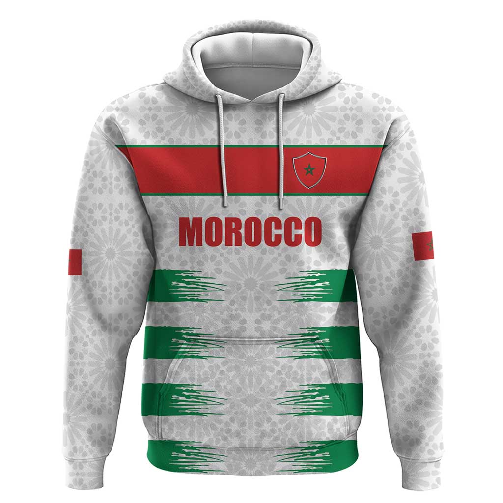 Custom Morocco Football Zip Hoodie Road To Football Glory - Wonder Print Shop