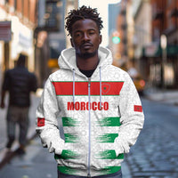 Custom Morocco Football Zip Hoodie Road To Football Glory - Wonder Print Shop