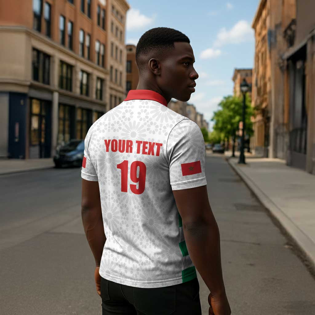 Custom Morocco Football Zipper Polo Shirt Road To Football Glory - Wonder Print Shop