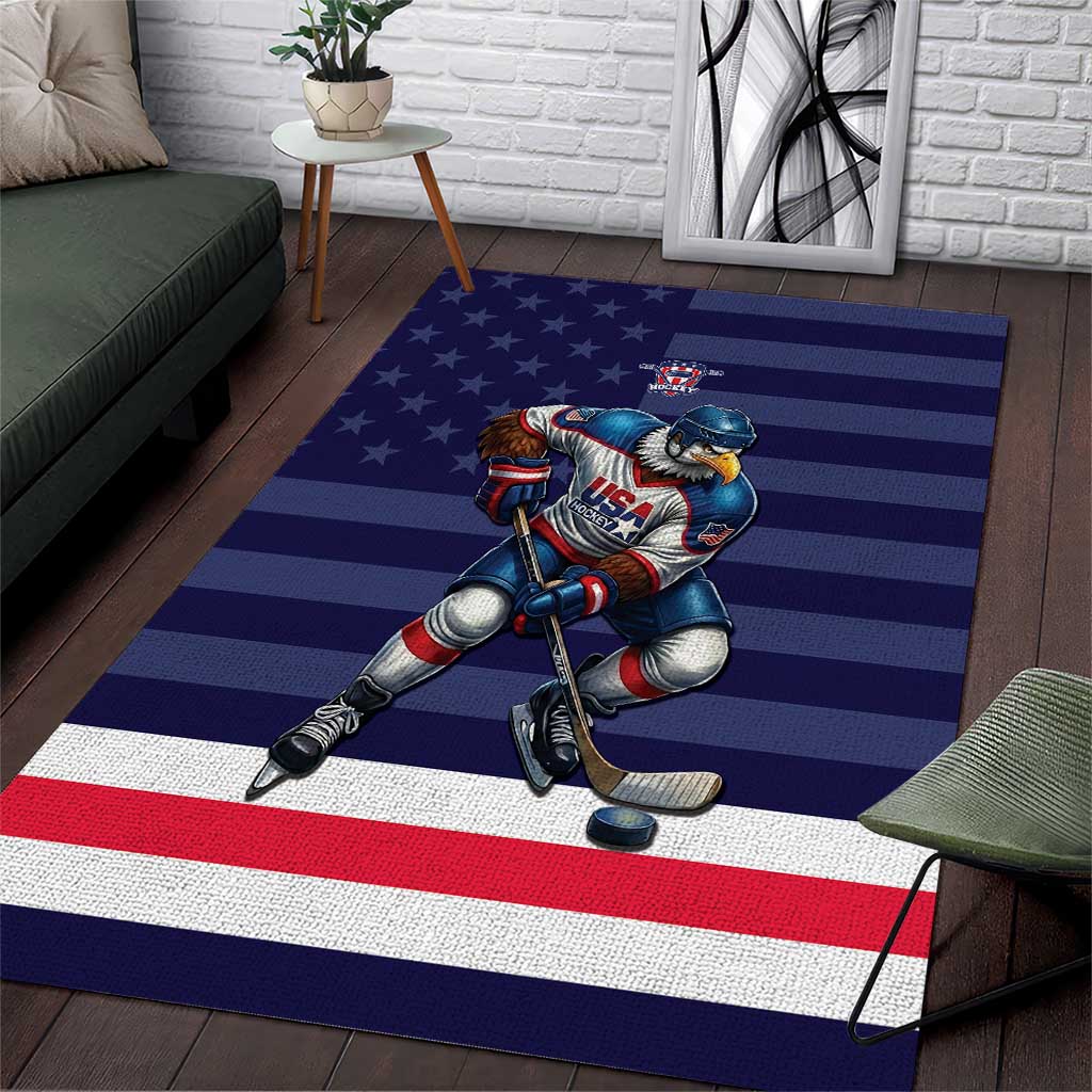 USA Ice Hockey Area Rug United States Eagle Mascot Style