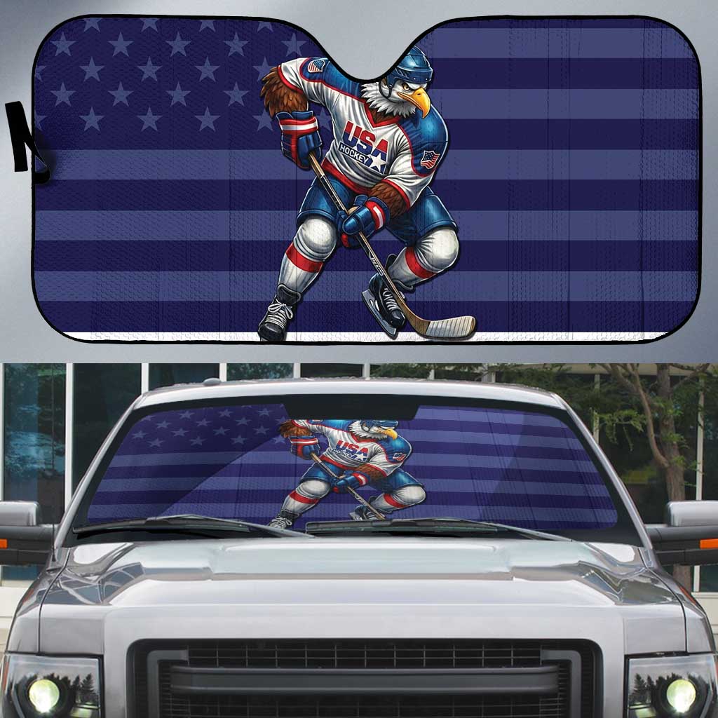 USA Ice Hockey Auto Sun Shade United States Eagle Mascot Style