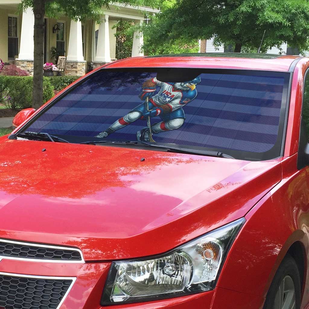 USA Ice Hockey Auto Sun Shade United States Eagle Mascot Style