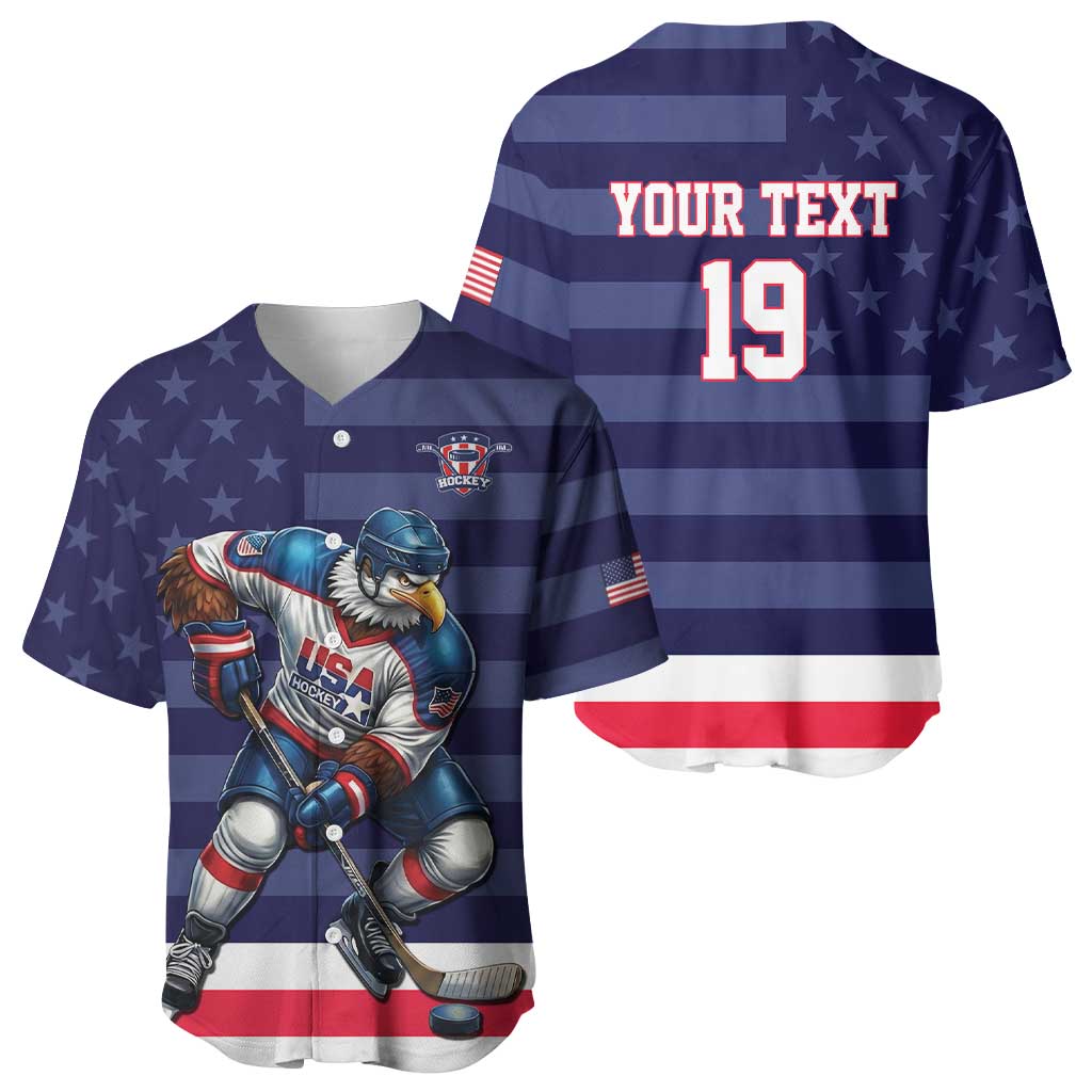 Custom USA Ice Hockey Baseball Jersey United States Eagle Mascot Style