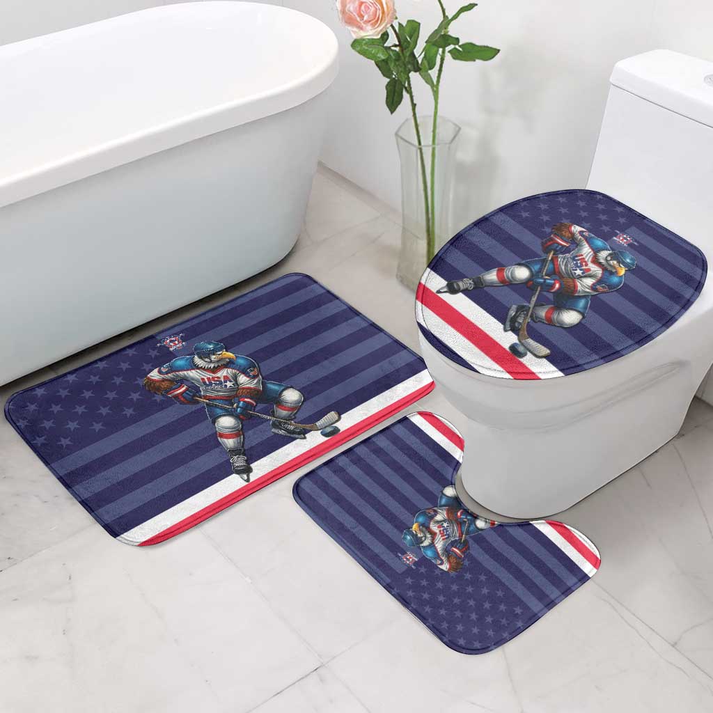 USA Ice Hockey Bathroom Set United States Eagle Mascot Style