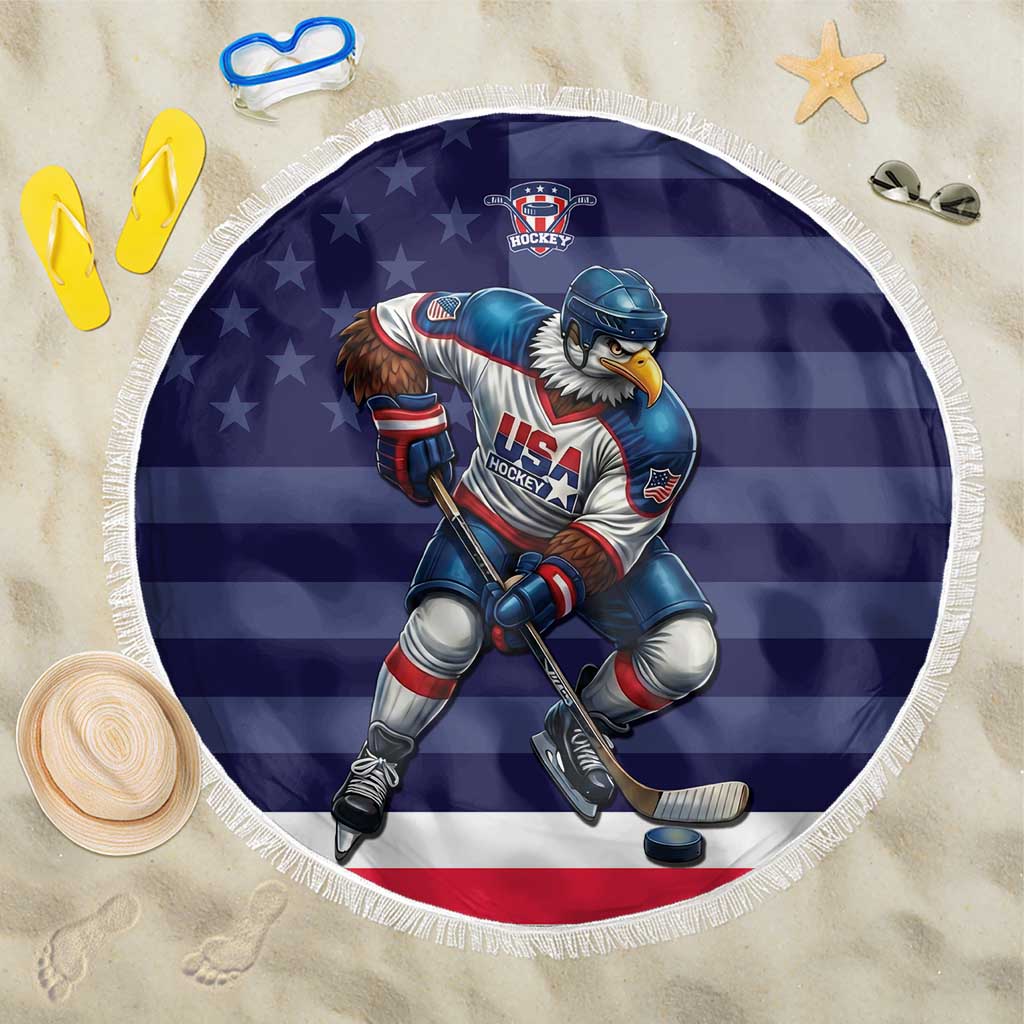 USA Ice Hockey Beach Blanket United States Eagle Mascot Style