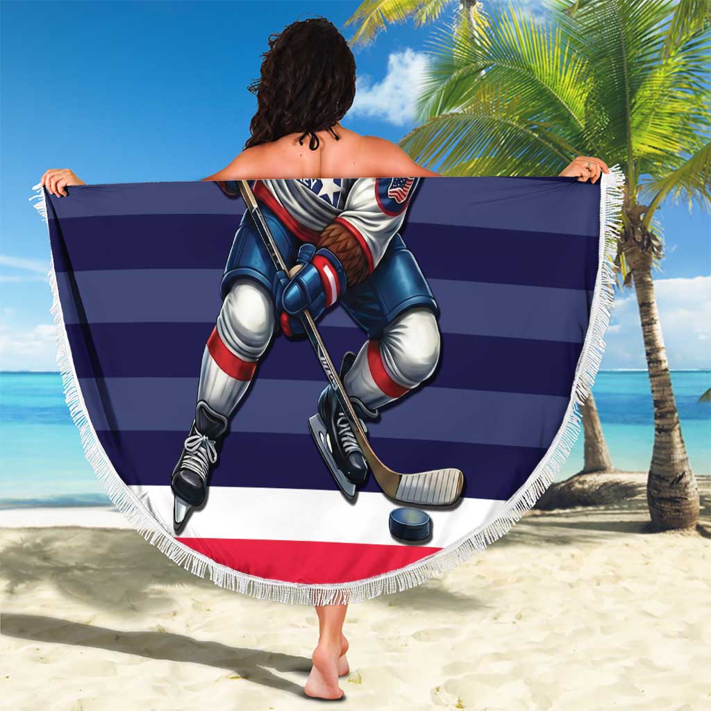 USA Ice Hockey Beach Blanket United States Eagle Mascot Style
